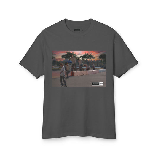 Urban Vibe Unisex Tee - Sunset Beach Skateboarder Cotton Tee